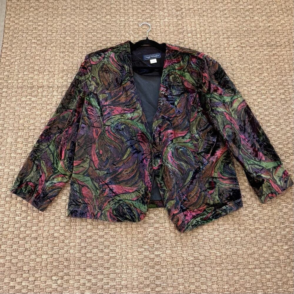 Vintage Maggie McNaughton Multicolor Pattern One Button Blazer Women’s Size 20W - Picture 10 of 13